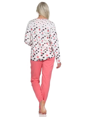 NORMANN langarm Schlafanzug Pyjama TupfenPunkte - 72352 in apricot