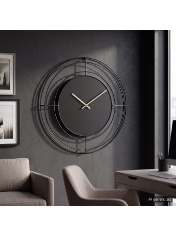 home24 home24 Wanduhr aus Metall in Schwarz (4 x 70 x 70 cm) in Schwarz