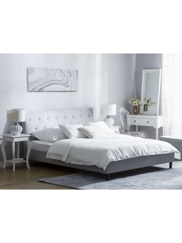 Beliani 2-tlg Doppelbett SAVERNE in Grau/Schwarz