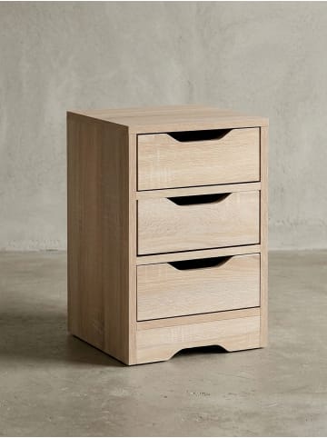 KADIMA DESIGN Nachtkonsole: Modernes Design, 3 Schubladen, große Ablagefläche in Beige
