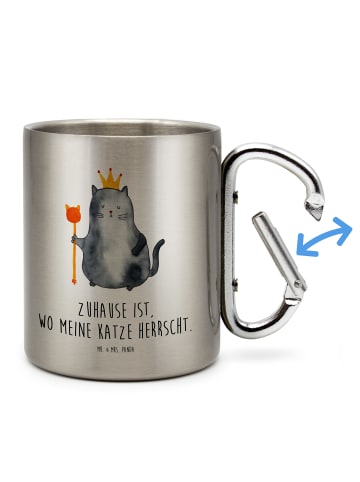 Mr. & Mrs. Panda Metallbecher Katze König mit Spruch in Silber