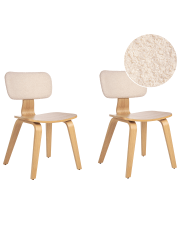 Beliani 2er-Set Esszimmerstuhl LUCINDA in Beige/Heller Holzfarbton