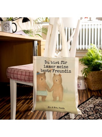 Mr. & Mrs. Panda Tragetasche Bär Freundin Design mit Spruch in Weiß