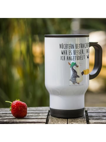 Mr. & Mrs. Panda Thermobecher Pinguin Bier mit Spruch in Weiß