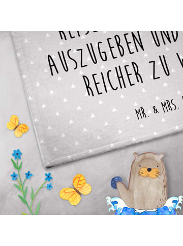 Mr. & Mrs. Panda Handtuch Erdmännchen mit Spruch in Grau Pastell