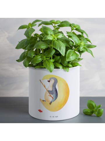 Mr. & Mrs. Panda Blumenkübel Pinguin Mond ohne Spruch in Weiß