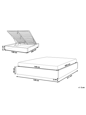 Beliani Doppelbett DINAN in Grün - (W) 147 x (H) 31 x (L) 214 cm