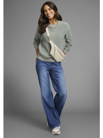 Laura Scott Rundhalspullover in graugrün