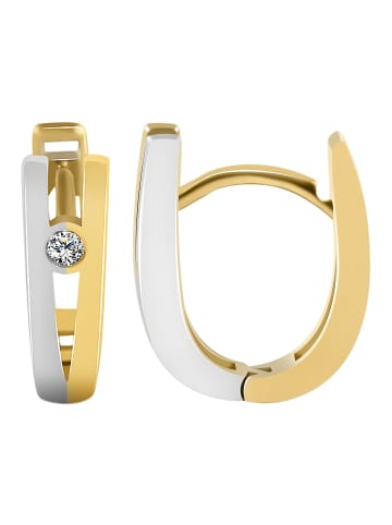 Adeliás Damen Ohrringe – Klappcreole aus 333 Gold mit Zirkonia in weiß