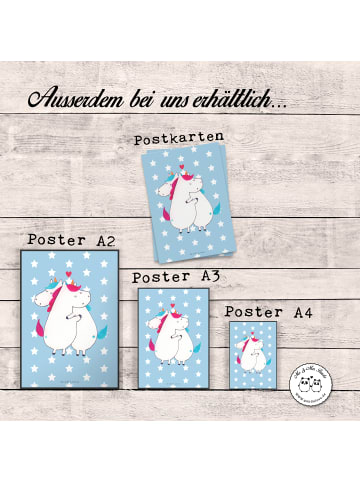 Mr. & Mrs. Panda Plakat Einhorn Mitteilung ohne Spruch in Blau Pastell