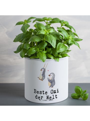 Mr. & Mrs. Panda Pflanztopf Pinguin Beste Omi der Welt mit Spruch in Weiß