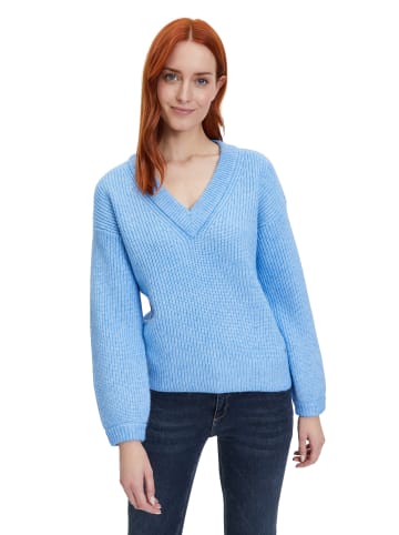 BETTY & CO Strickpullover mit V-Ausschnitt in Blue Melange