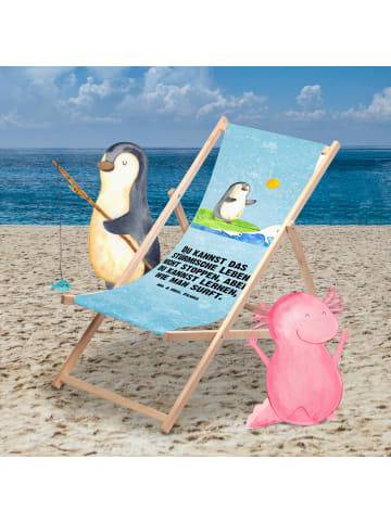 Mr. & Mrs. Panda Gartenliege Pinguin Surfer mit Spruch in Eisblau