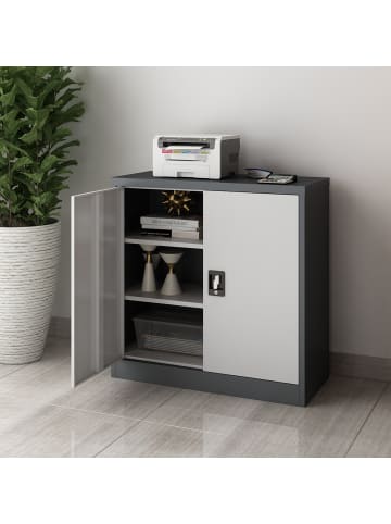 en.casa Aktenschrank Molise in Anthrazit Grau (T)90cm (B)40cm (H)90cm