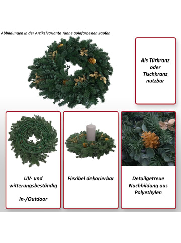 MCW Künstlicher Kranz O98, Grün mit roten Beeren