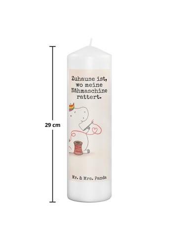 Mr. & Mrs. Panda Wachskerze Einhorn Näherin Design mit Spruch in Weiß