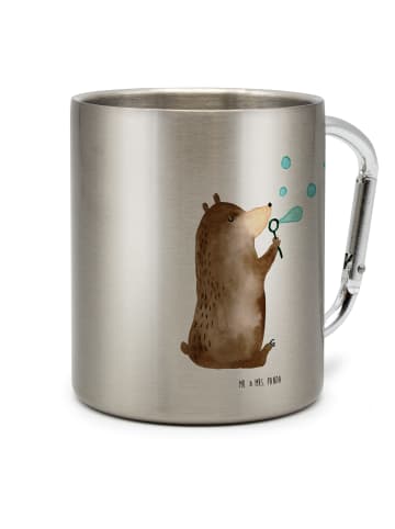Mr. & Mrs. Panda Edelstahltasse Bär Seifenblasen ohne Spruch in Silber