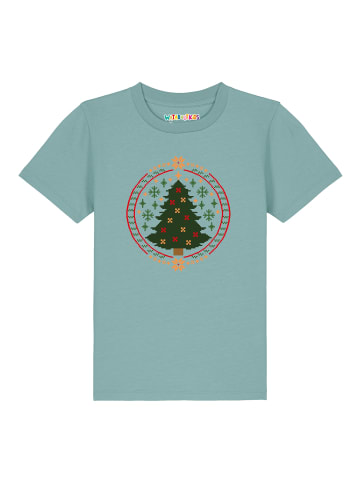 wat? Apparel T-Shirt Weihnachtszeit in Teal Monstera
