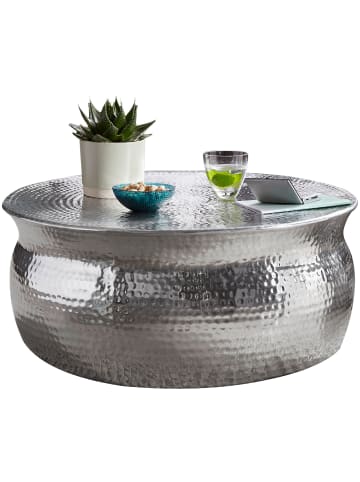KADIMA DESIGN Couchtisch 75x31x75cm Aluminium Silber Beistelltisch orientalisch in Silbern