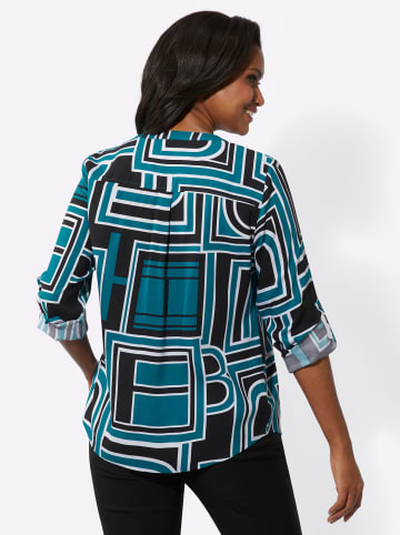 WITT WEIDEN Druckbluse in aquapetrol-schwarz