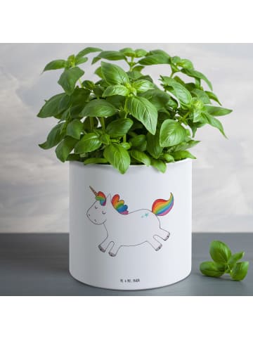 Mr. & Mrs. Panda Pflanztopf Groß Einhorn Happy ohne Spruch in Weiß
