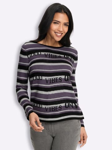 Sieh an! Jacquard-Pullover in schwarz-feige-gemustert