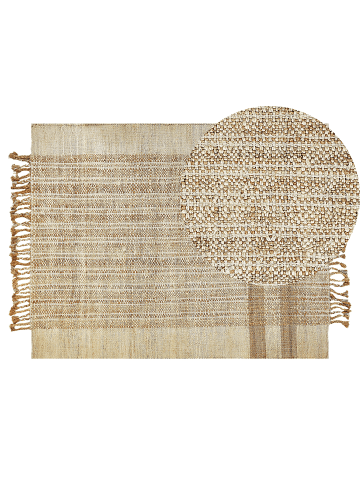 Beliani Geflochtener Teppich ORTAOBA in Beige - (W) 140 x (H) 1.5 x (L) 200 cm
