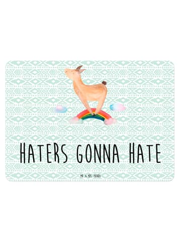 Mr. & Mrs. Panda tafel Lama Regenbogen mit Spruch in Aztekenblau