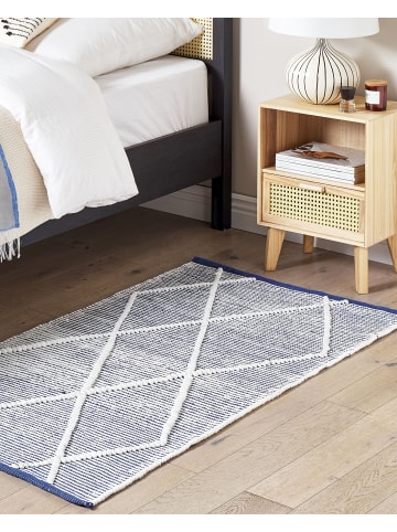 Beliani Kurzflor SYNOPA in Blau/Weiß - (W) 80 x (H) 3 x (L) 150 cm