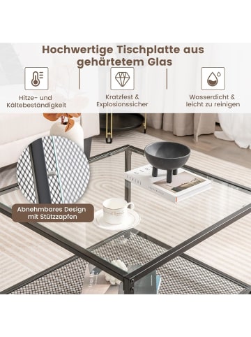 COSTWAY Glas-Couchtisch 70cm in Transparent