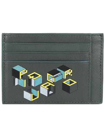 Piquadro Blue Square Revamp Kreditkartenetui RFID Leder 11,5 cm in green-yellow/graphic