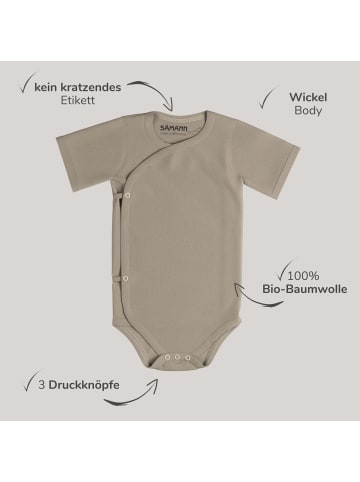 Sämann Baby Wickelbody aus 100% Bio-Baumwolle kurzarm nicht gerippt Simply Taupe