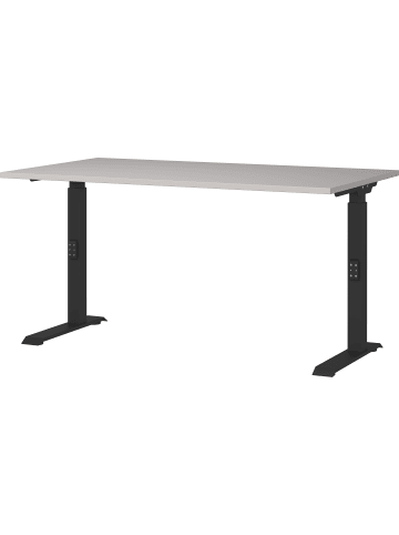 KADIMA DESIGN Schreibtisch verstellbar 68-91cm Ergonomisch C-Fuß Büro in Greige-Schwarz