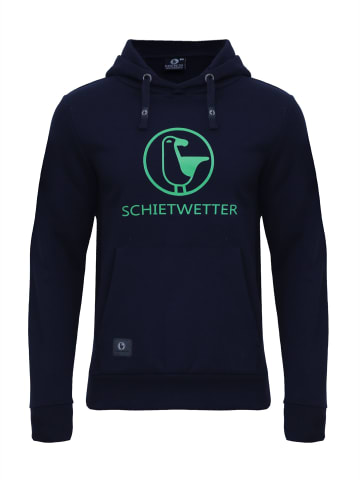 SCHIETWETTER Kapuzenpullover "Schietwetter" in navy-neongreen