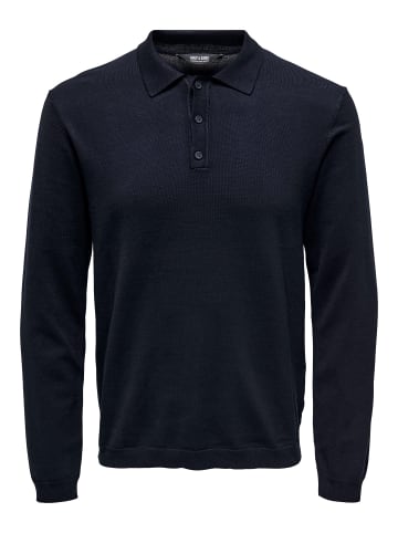 Only&Sons Polo Langarm Shirt Basic Pullover ONSWYLER in Dunkelblau