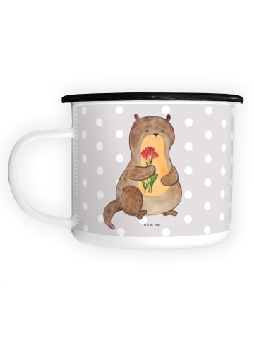 Mr. & Mrs. Panda Kaffeebecher Otter Blumenstrauß ohne Spruch in Grau Pastell