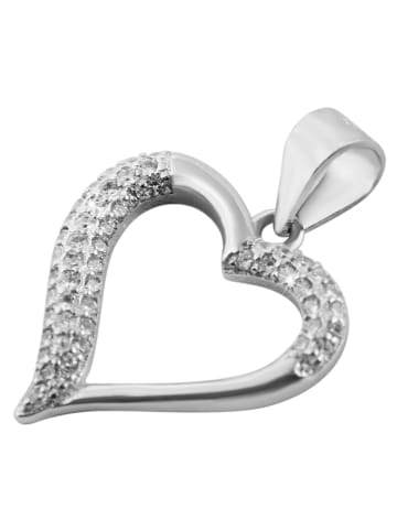 Adeliás Damen Anhänger – Herz Herzanhänger aus 925 Silber mit Zirkonia in silber