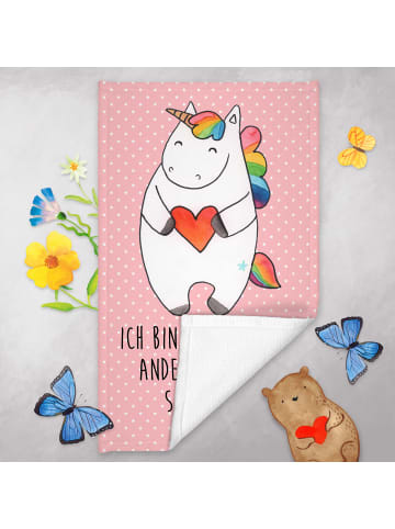 Mr. & Mrs. Panda Gäste-WC-Handtuch Einhorn Herz mit Spruch in Rot Pastell