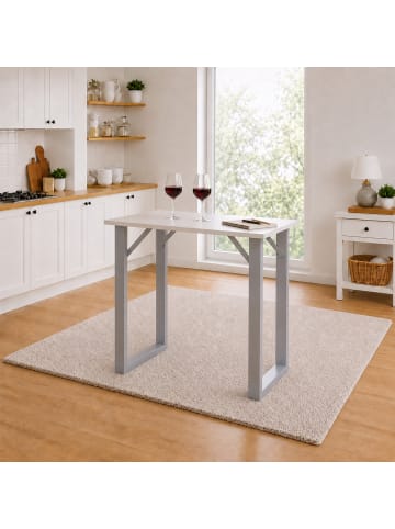 VCM  Holz Bartisch Stehtisch Tisch Tresen Xona 110x50cm in Silber / Weiß