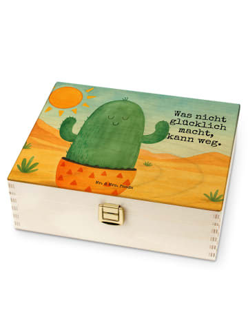 Mr. & Mrs. Panda Holzteekiste Kaktus Sonne Design mit Spruch in Weiß