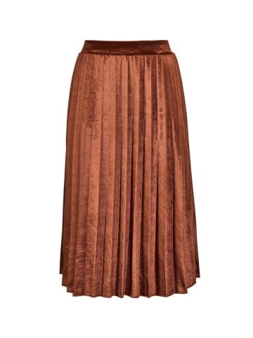 GOLDNER Plisseerock aus schimmerndem Samt in kupferfarben