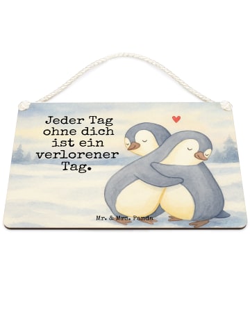 Mr. & Mrs. Panda Wegweiser Pinguine Kuscheln Design mit Spruch in Weiß