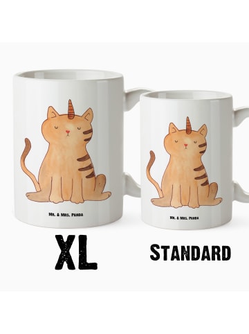 Mr. & Mrs. Panda XL Tasse Einhorn Katze ohne Spruch in Weiß