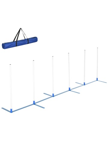 Pawhut Hunde Agility Set Weiß+Blau PE-Kunststoff