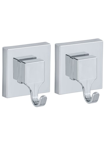 Wenko Vacuum-Loc Wandhaken Quadro 2er Set in Silbern, (B) 6 x (H) 7 x (L) 5 cm