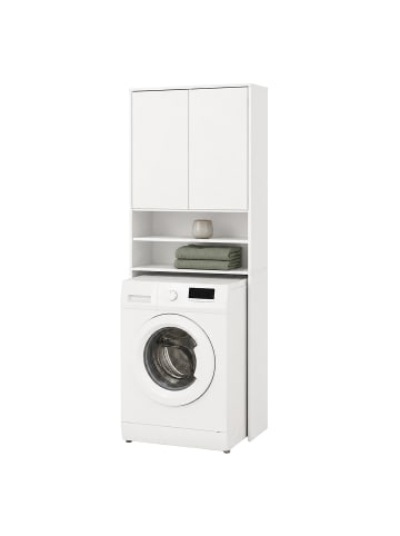 relaxdays Waschmaschinenschrank in Weiß - (B)63,5 x (H)174 x (T)30 cm