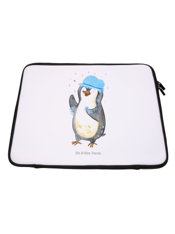 Mr. & Mrs. Panda Notebook Tasche Pinguin Duschen ohne Spruch in Weiß