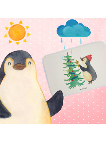 Mr. & Mrs. Panda Badteppich Pinguin Weihnachtsbaum ohne Spruch in Weiß
