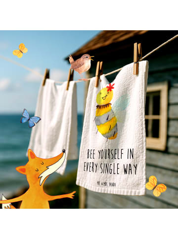Mr. & Mrs. Panda Handtuch Biene Blume mit Spruch in Weiß