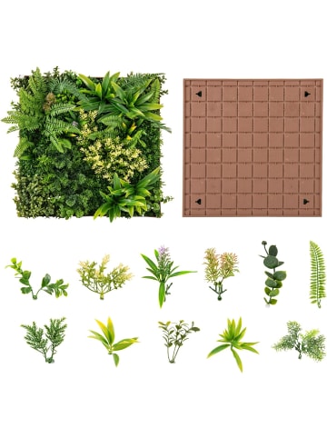 COSTWAY 2er Set Künstliche Hecke Pflanzenwand 50 x 50 cm in Grün